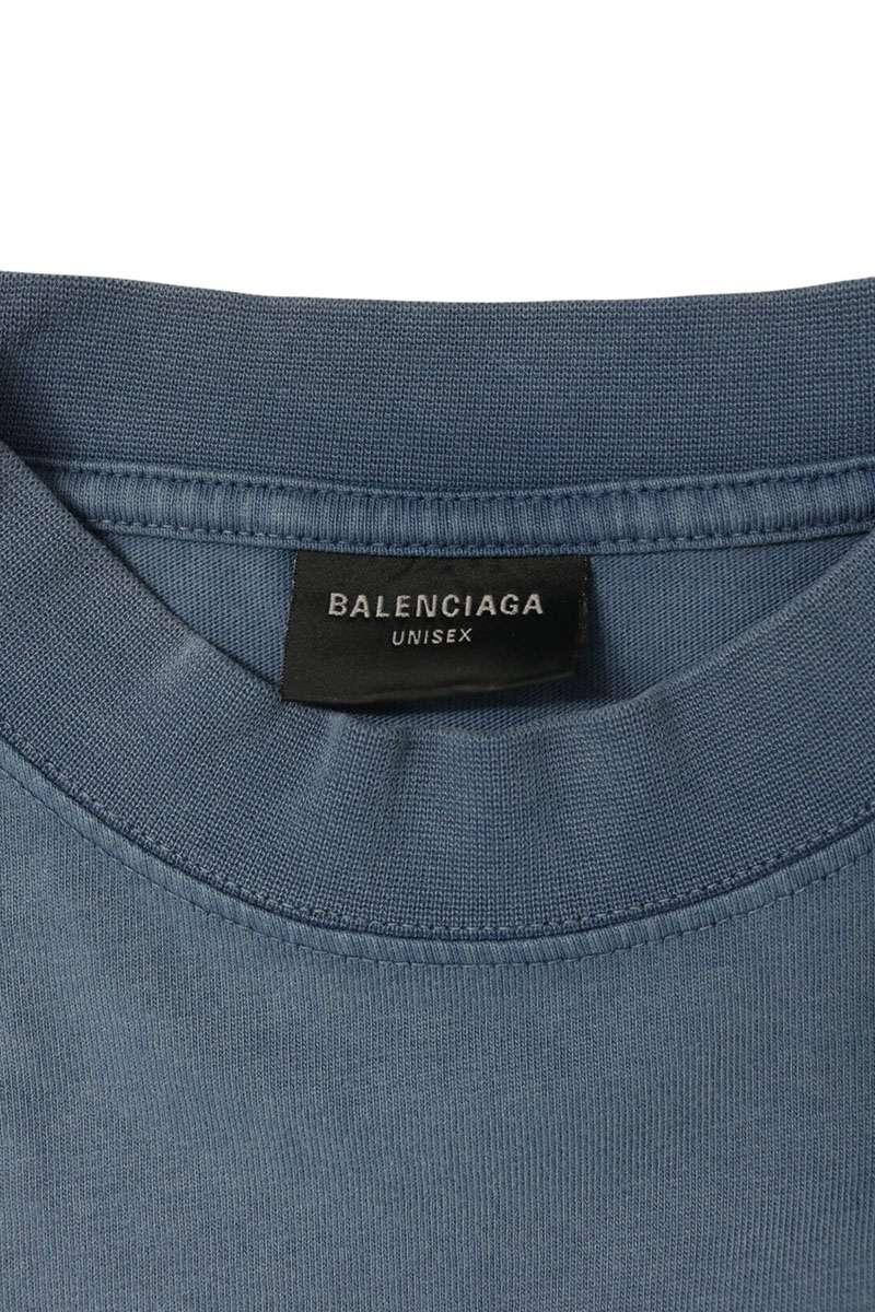 BALENCIAGA Paris Logo Oversized T-Shirt Blue Size 1