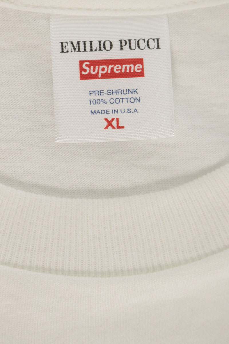 SUPREME x EMILIO PUCCI Pucci Box Logo Tee White/Blue Size XL