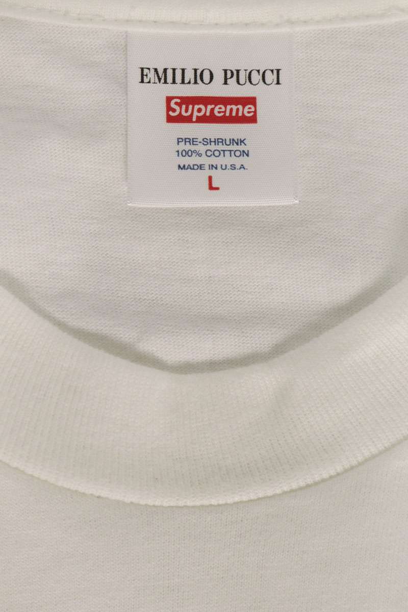 SUPREME x EMILIO PUCCI Pucci Box Logo Tee White/Blue Size L