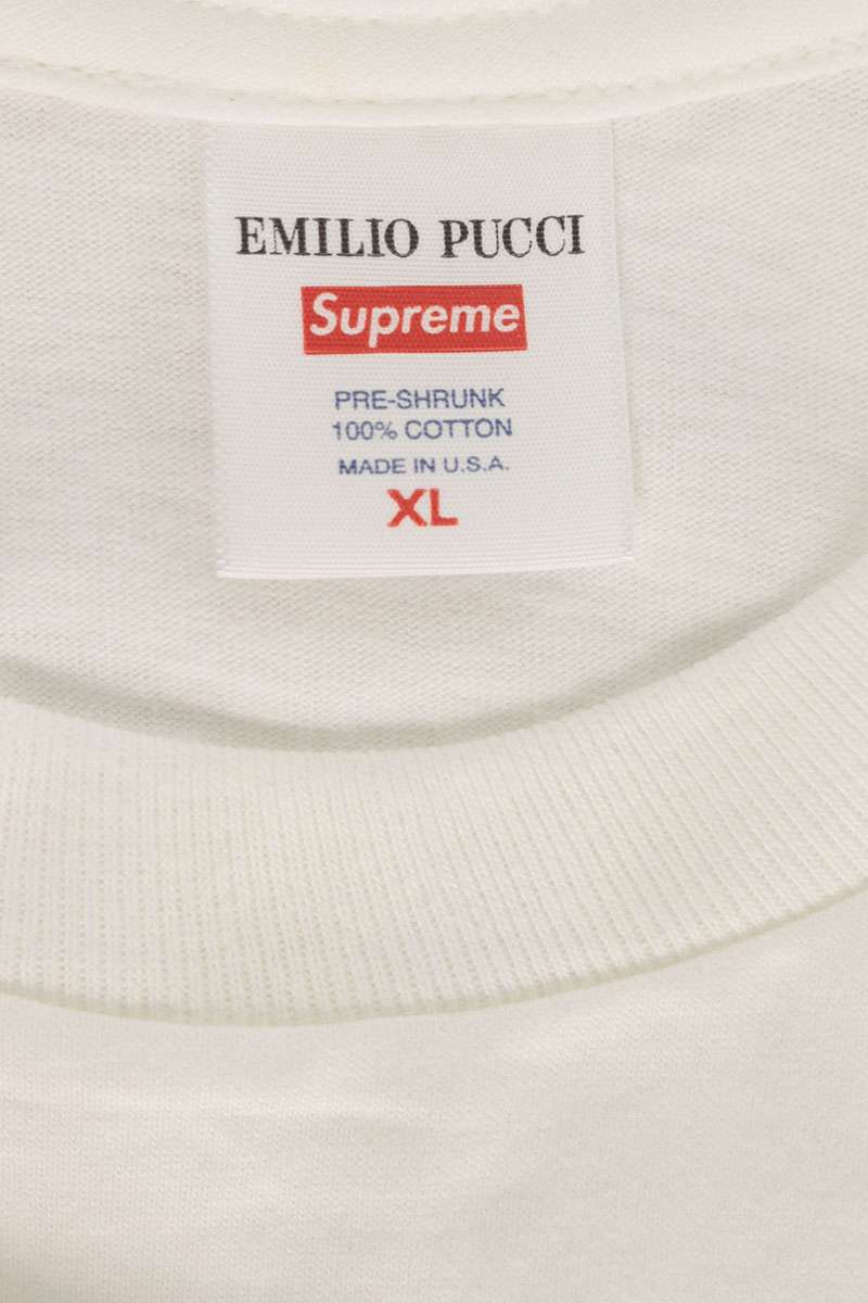 SUPREME Emilio Pucci Box Logo T-Shirt White/Pink Size XL