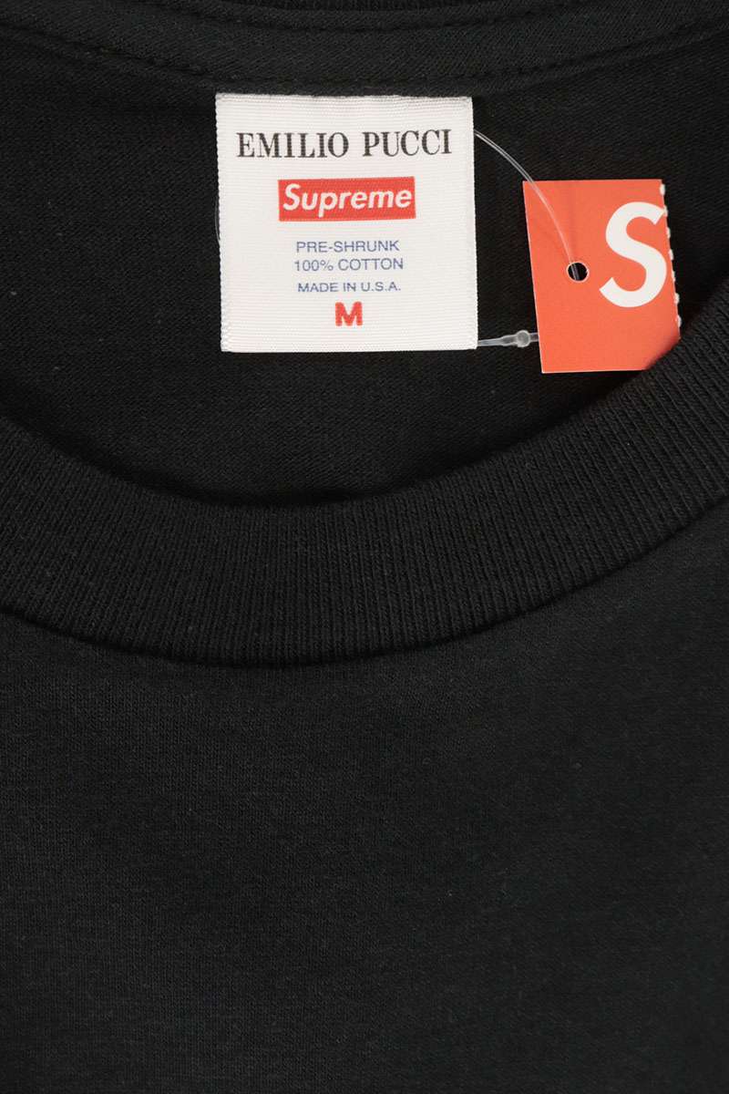 SUPREME Emilio Pucci Box Logo T-Shirt Black/Blue Size M