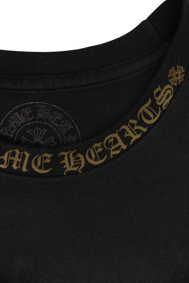 Chrome Hearts Neck Logo Print T-Shirt Gold Cotton Size L