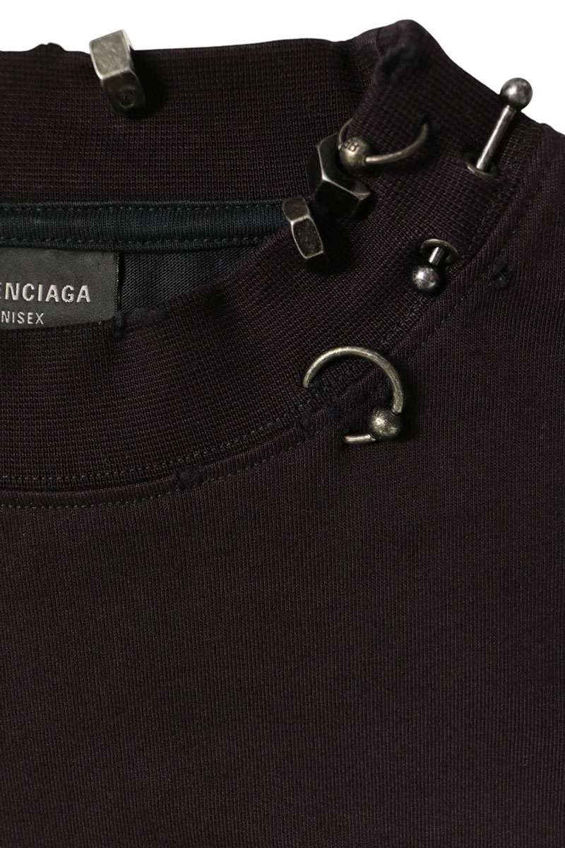 BALENCIAGA 23AW Distressed Pierce T-Shirt Dark Purple Size 2