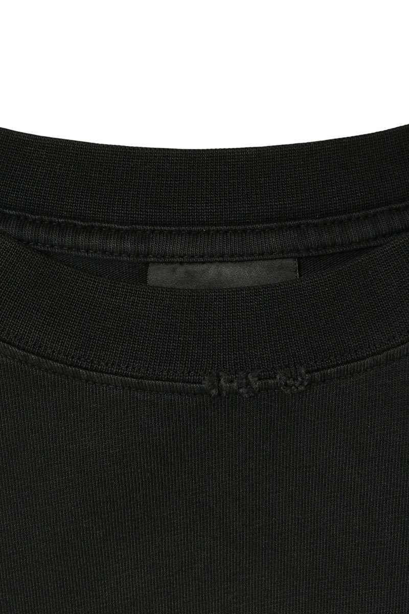 BALENCIAGA Distressed Embroidered T-Shirt Black Size XXL