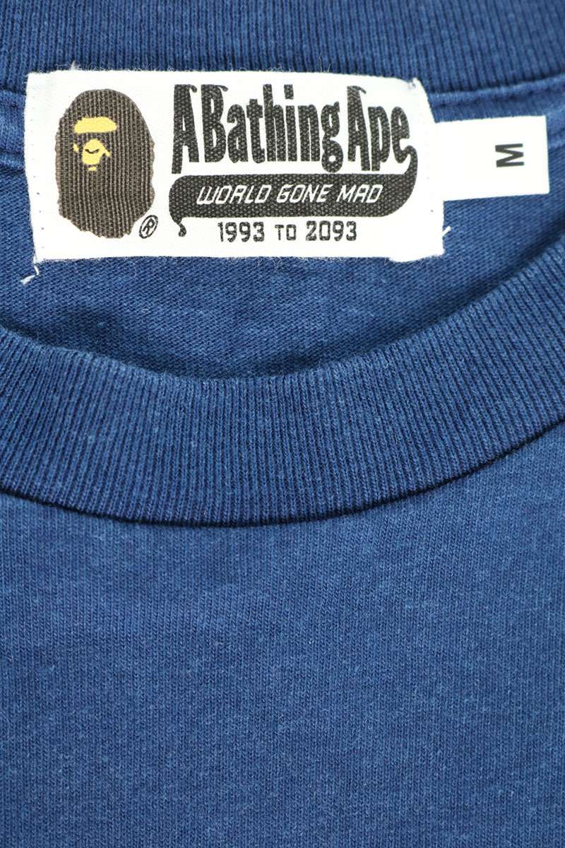 Bape A BATHING APE Front Logo Print T-Shirt Navy Size M