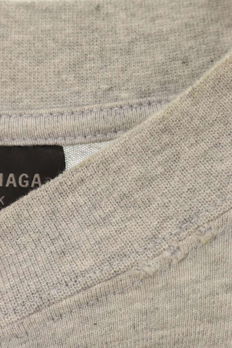 BALENCIAGA 23AW Distressed Cotton T-Shirt Gray Size 2