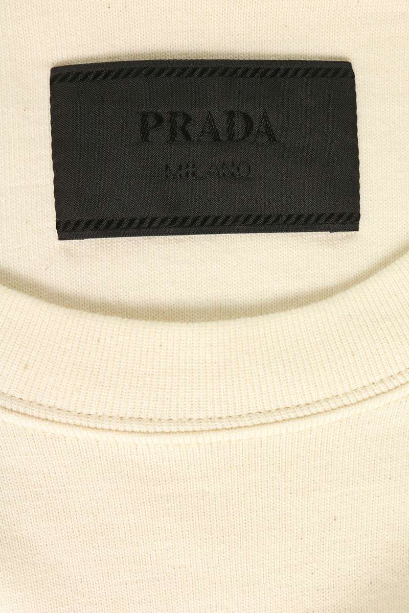 PRADA Beige Triangle Logo T-Shirt Size L