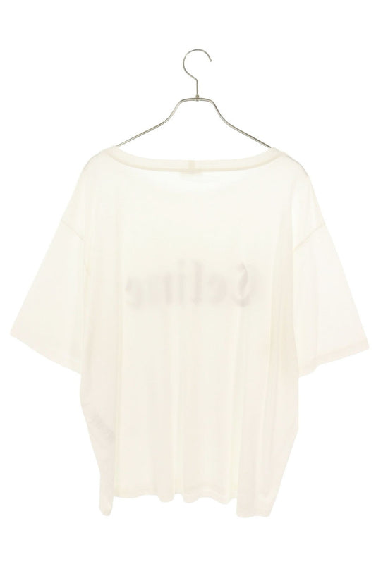 CELINE Gothic Logo Print Cotton T-Shirt White Size XL