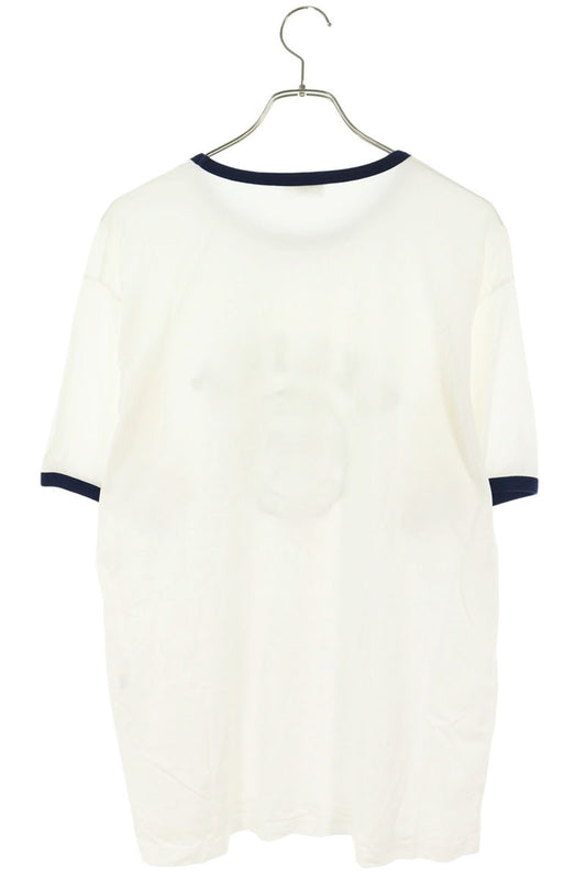 CELINE College Motif Ringer Cotton T-Shirt White Size L