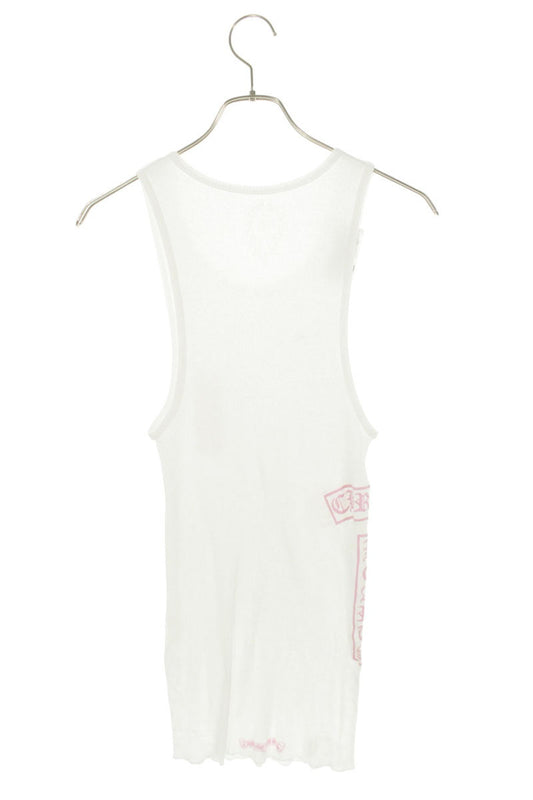 Chrome Hearts RIB TANK Logo Print Top White x Pink Size M