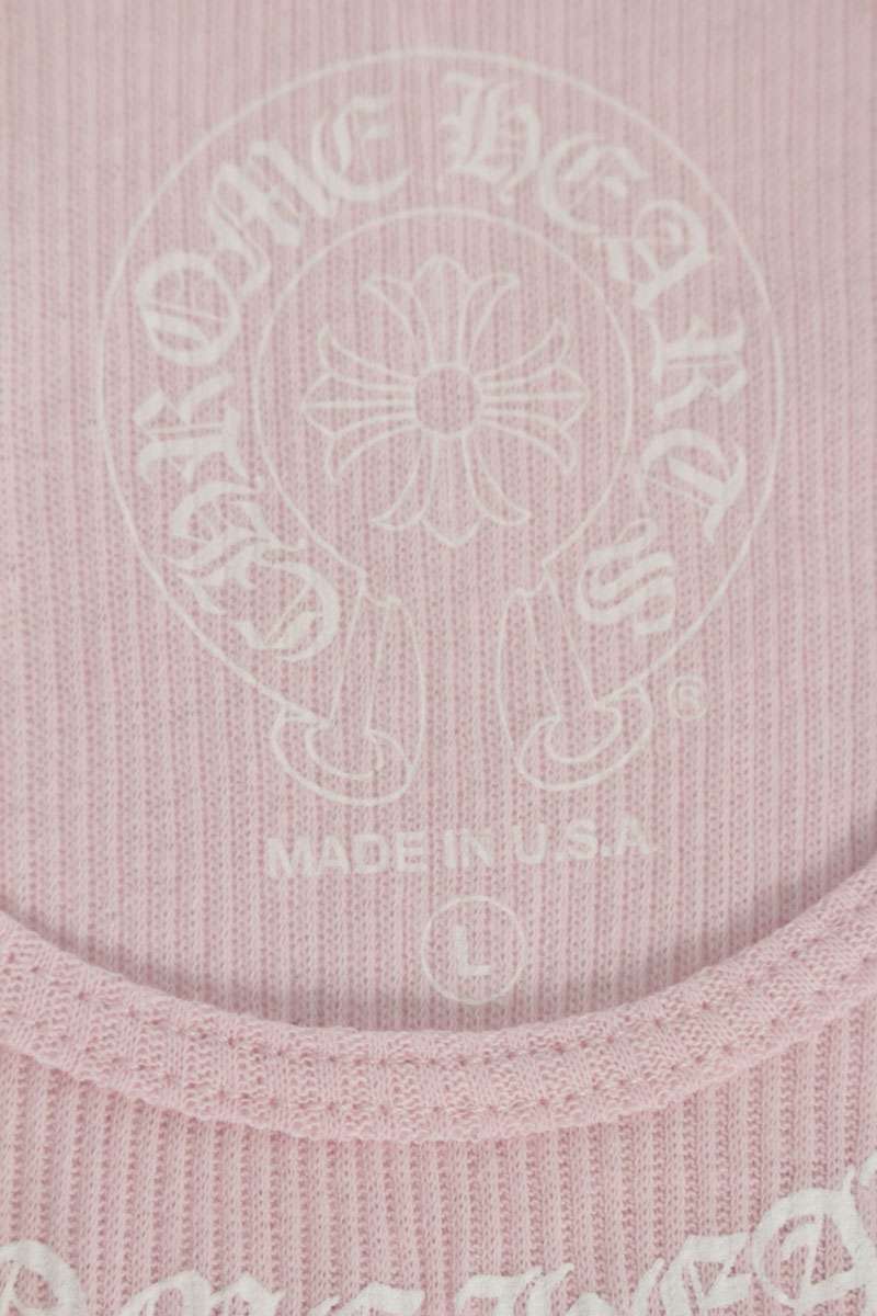 Chrome Hearts RIB TANK Neck Logo Print Pink Size L