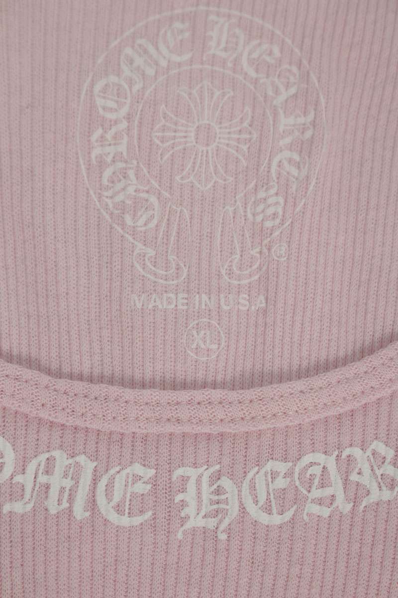 Chrome Hearts RIB TANK Neck Logo Print Pink Size XL