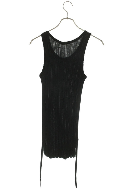 ANN DEMEULEMEESTER 26SS Ribbed Cotton Tank Top Black Size XL
