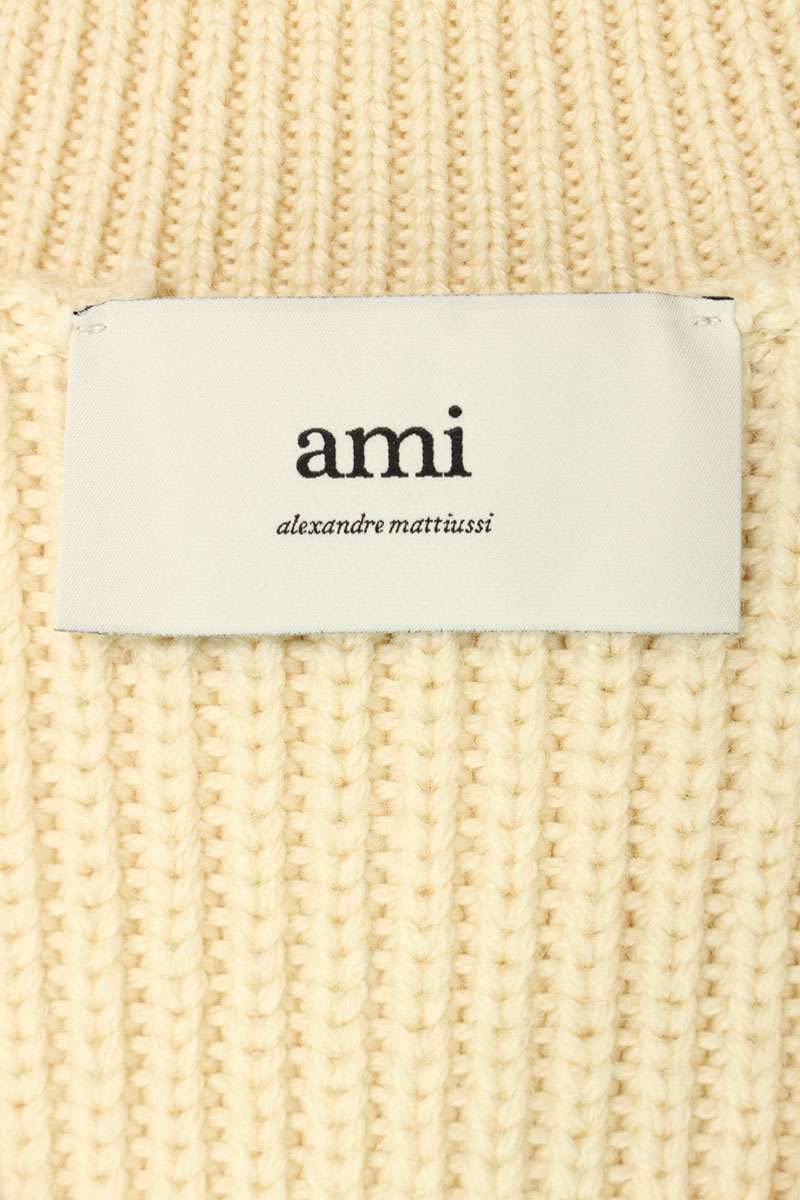 AMI 25SS Embroidered V-Neck Knit Vest White Size L