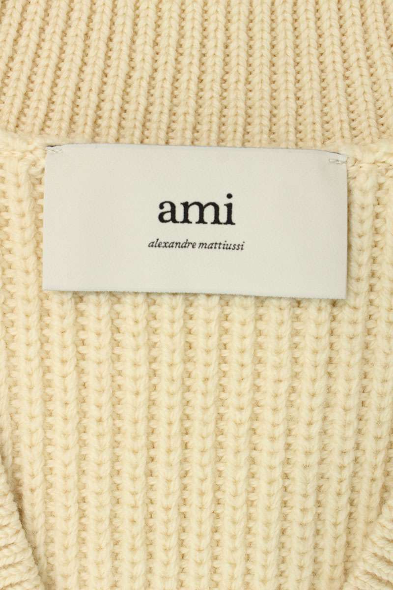 AMI 25SS Embroidered V-Neck Knit Vest White Size XL