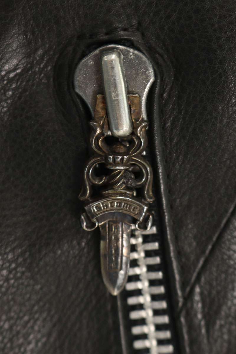 Chrome Hearts JJ DEAN Dagger Zip Rider Leather Vest Size S
