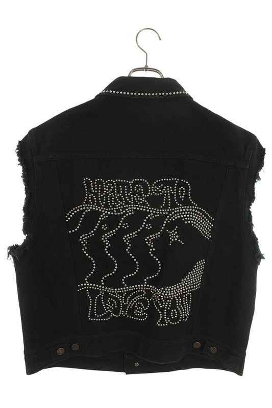 CELINE Studded Denim Vest Black Size XS