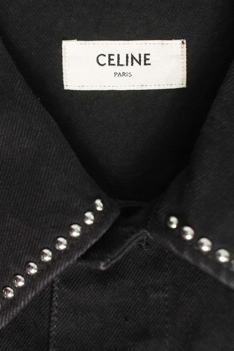 CELINE Studded Denim Vest Black Size XS
