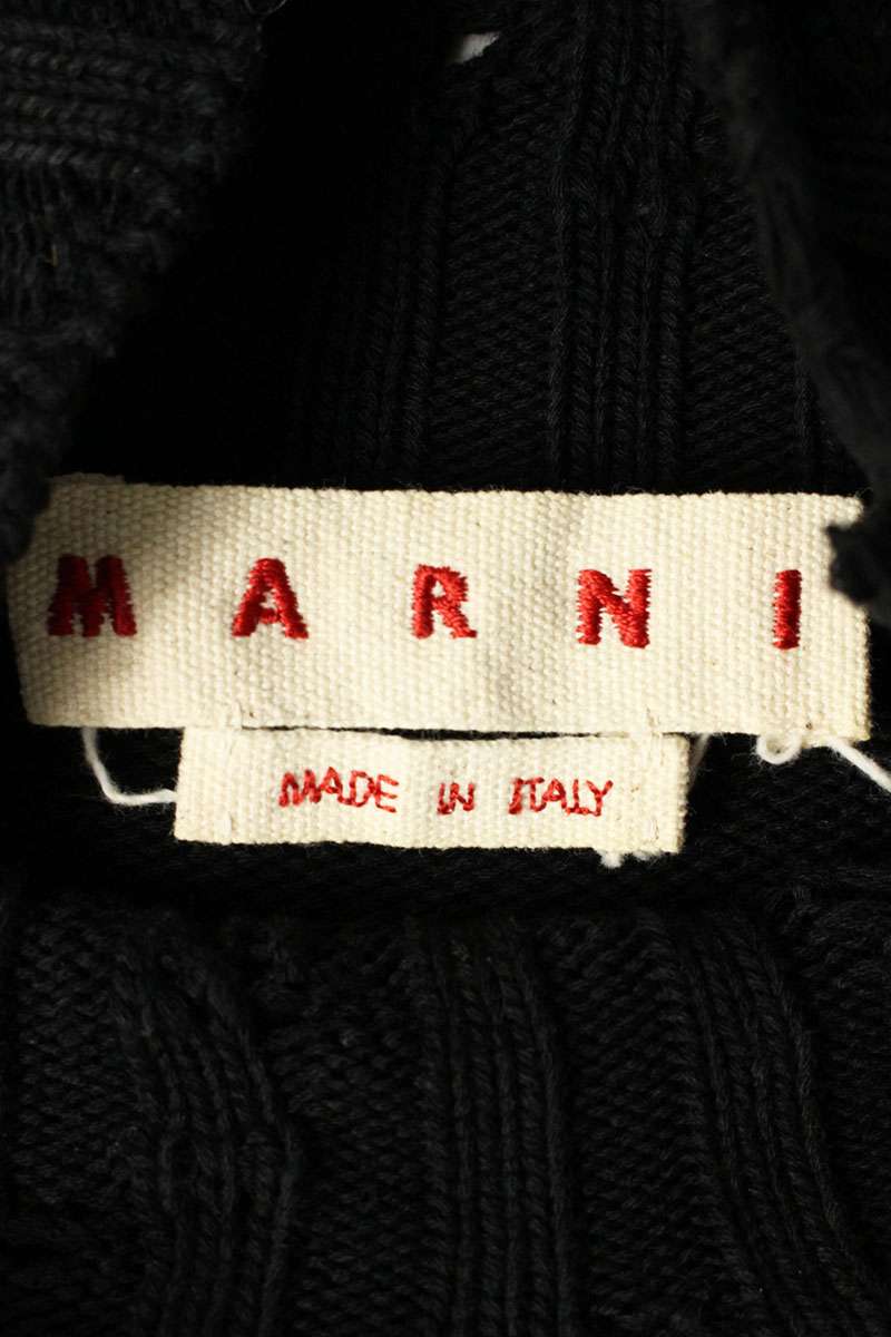 Marni 22AW Distressed Cotton Knit Vest Black Size S