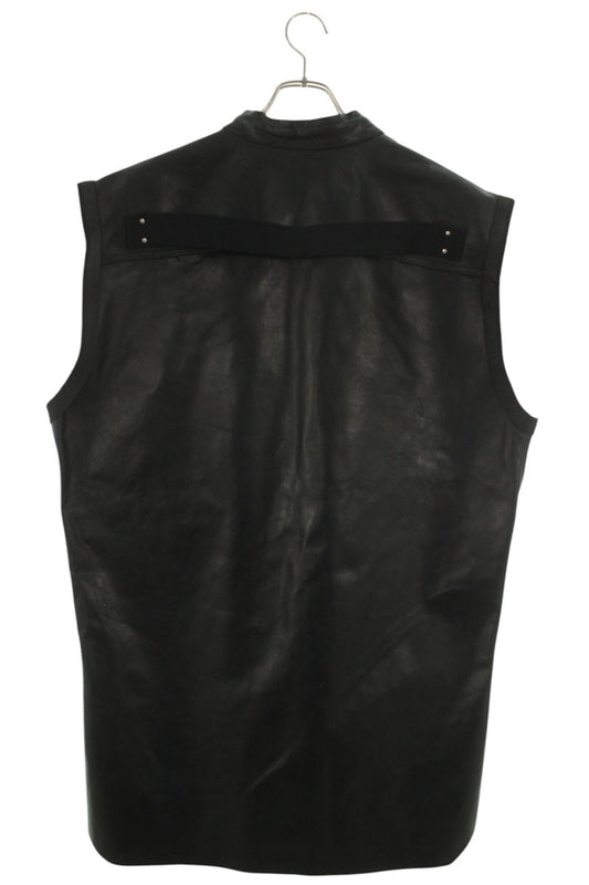 Rick Owens LOY V-Neck Leather Vest Black Size L