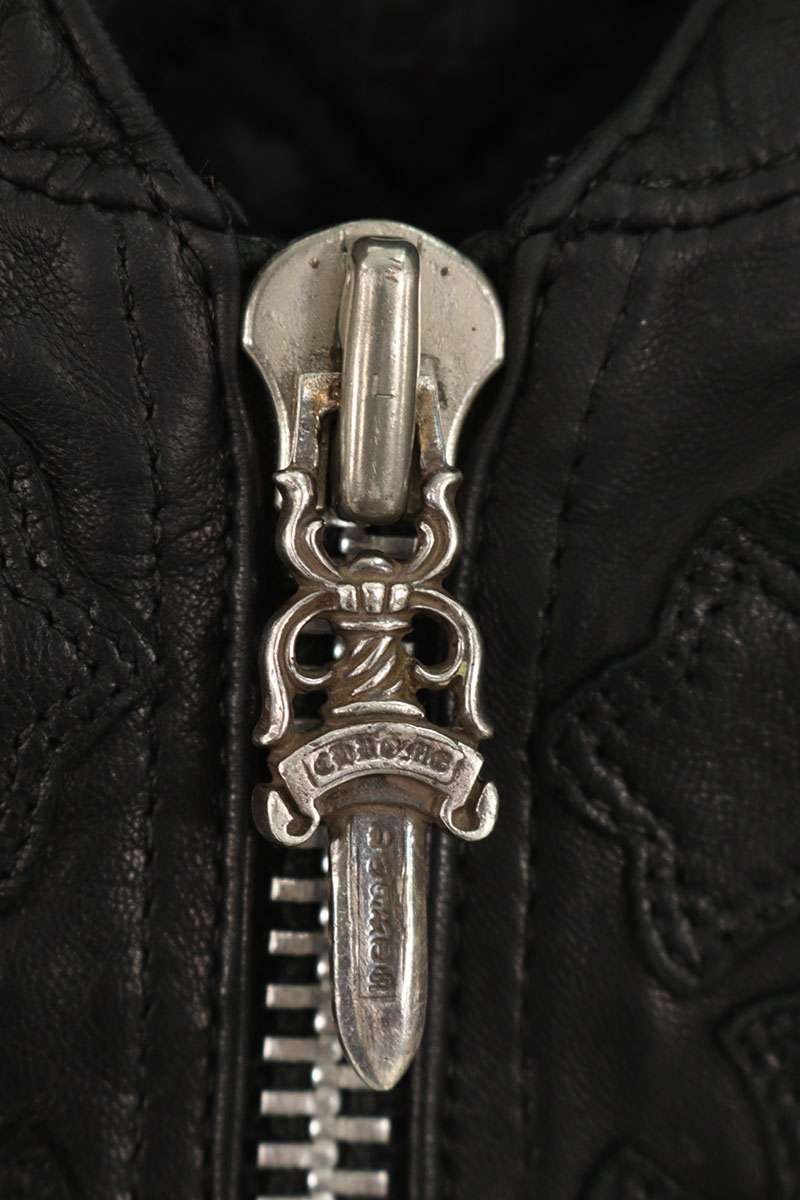 Chrome Hearts Papa Cemetery Cross Patch Leather Vest Size M