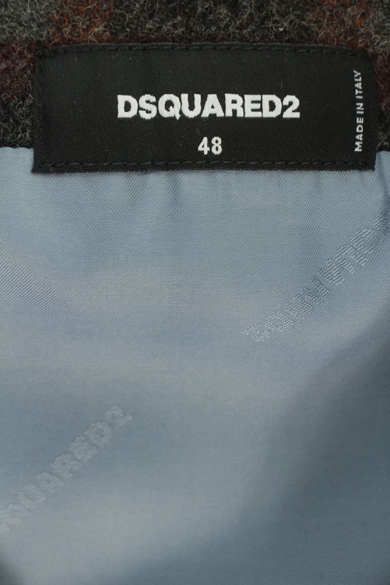 DSQUARED Wool Wire Check Vest Gilet Gray Size M