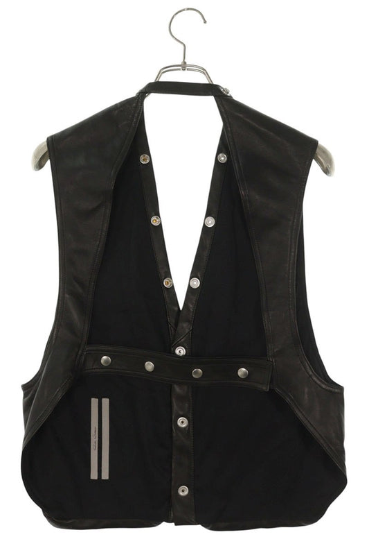 Rick Owens AW25 Leather Cargo Vest Black Size S