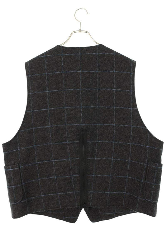 Engineered Garments Back Zip Check Wool Vest Gray Size XL