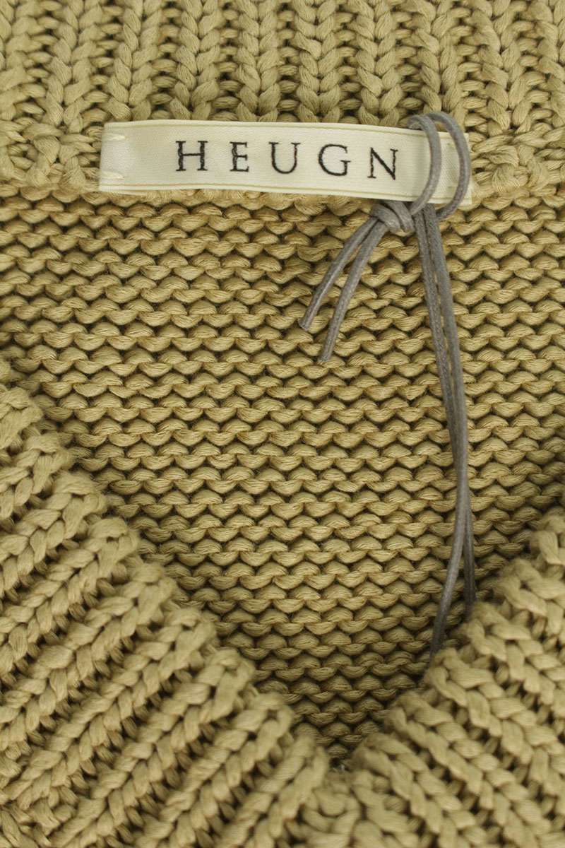 HEUGN Cotton V-Neck Knit Vest Beige Size L