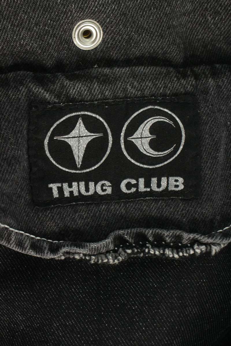 THUG CLUB Detachable Hood Denim Vest Black Size L