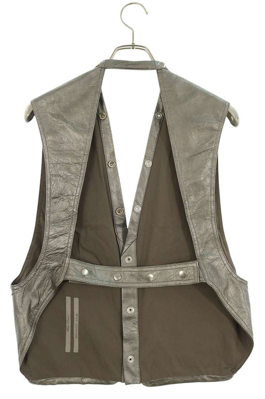 Rick Owens 25SS LBAM Leather Cargo Vest Silver Size 46