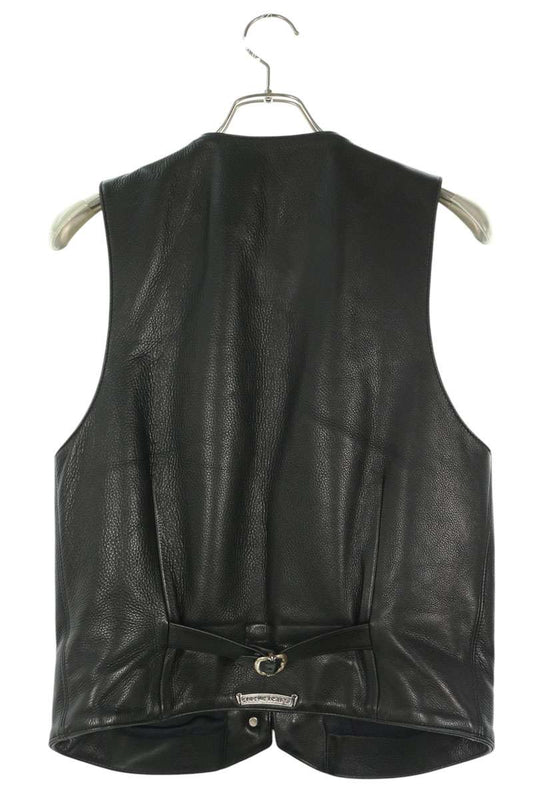 Chrome Hearts Leather Gunslinger Strap Vest Black Size S