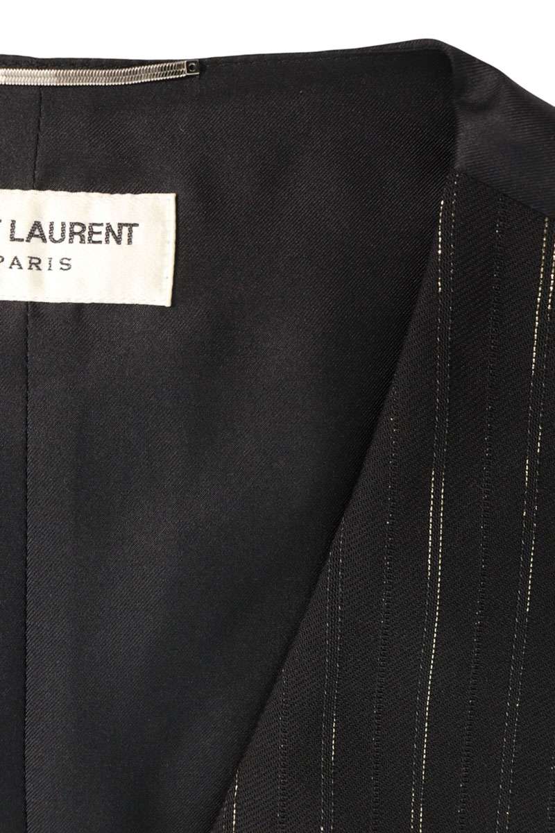 SAINT LAURENT PARIS Pinstripe Wool Vest Black/Gold Size 48