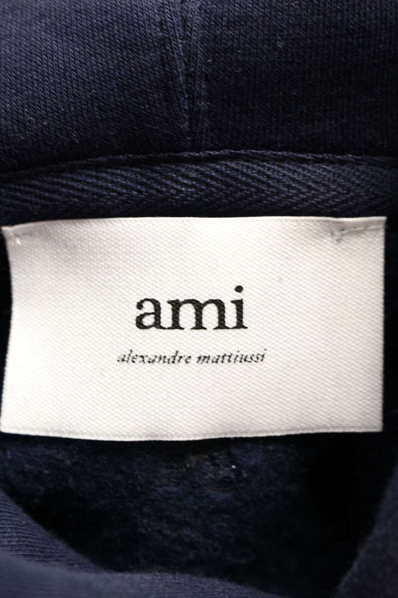 AMI Embroidered Pullover Hoodie Blue Size XS