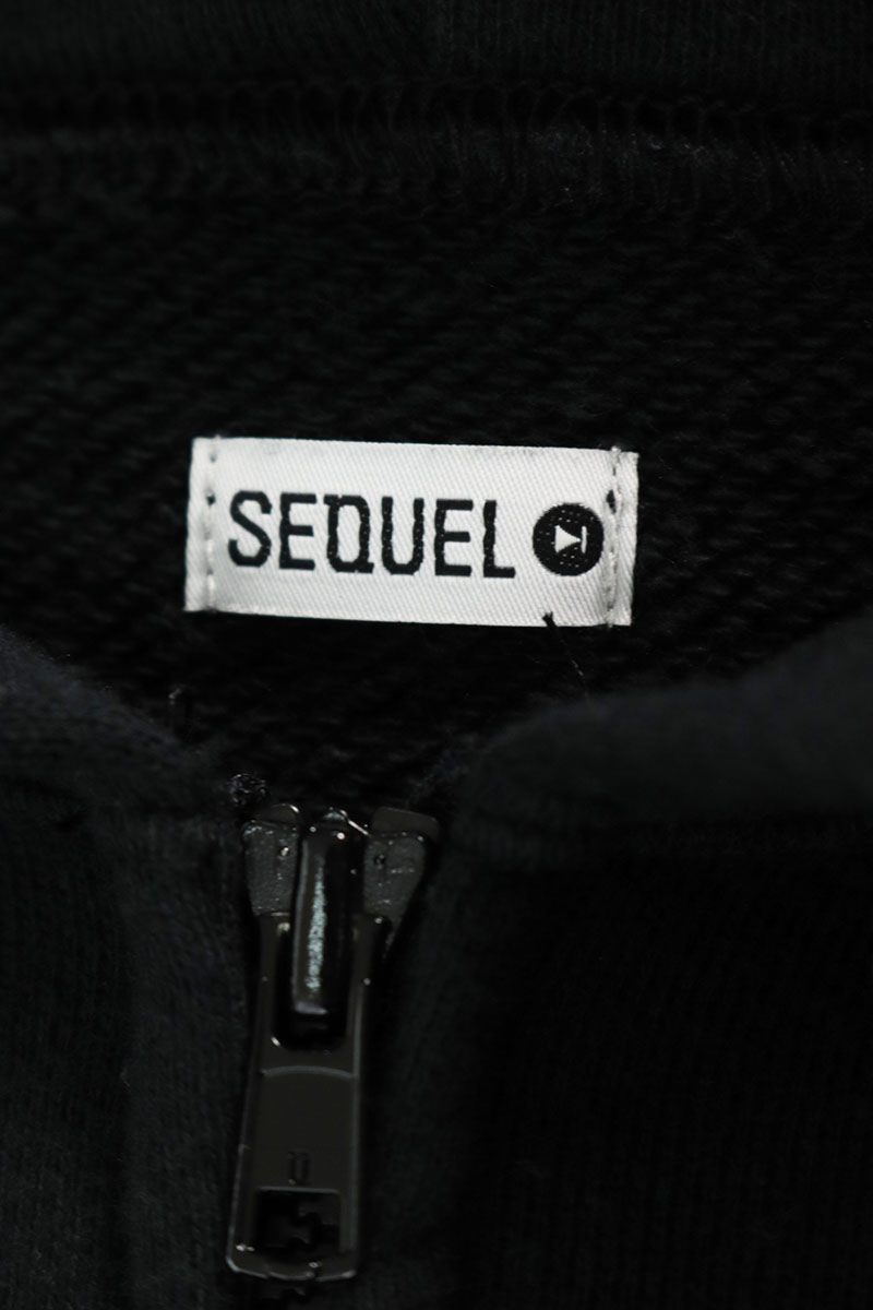 SEQUEL Back Print Zip Hoodie Black Cotton Blend Size L