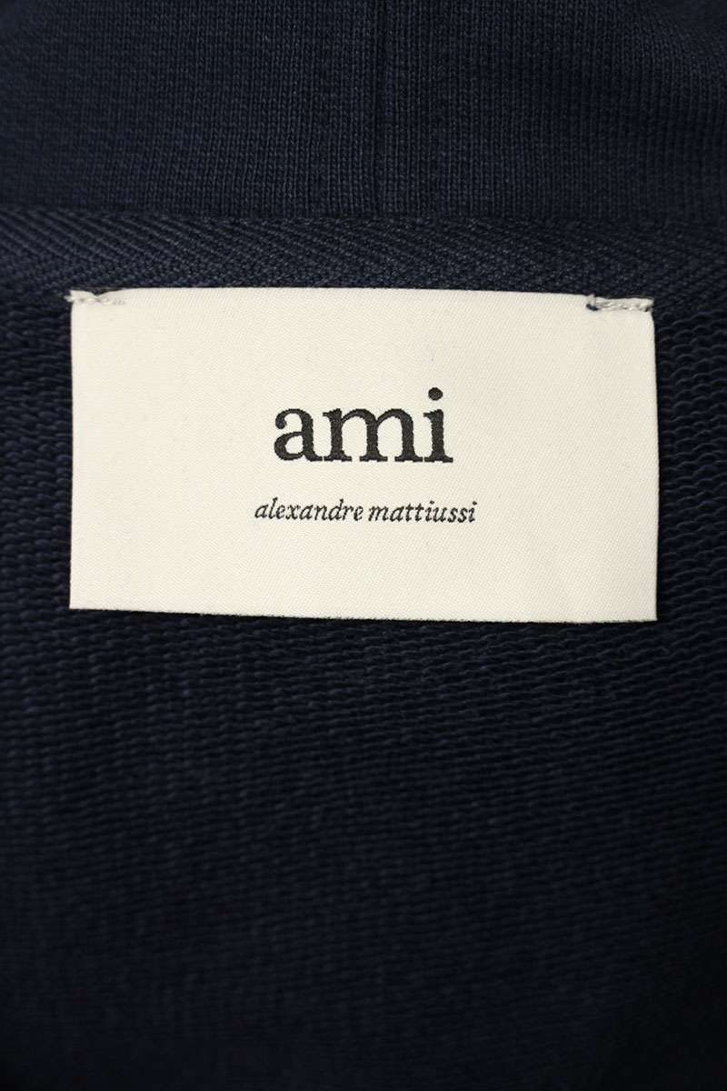 AMI 25SS Embroidered Pullover Hoodie Blue Size XL