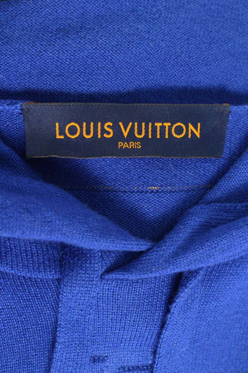 Louis Vuitton 22SS LV Embroidered Cashmere Pullover Hoodie Blue Size L