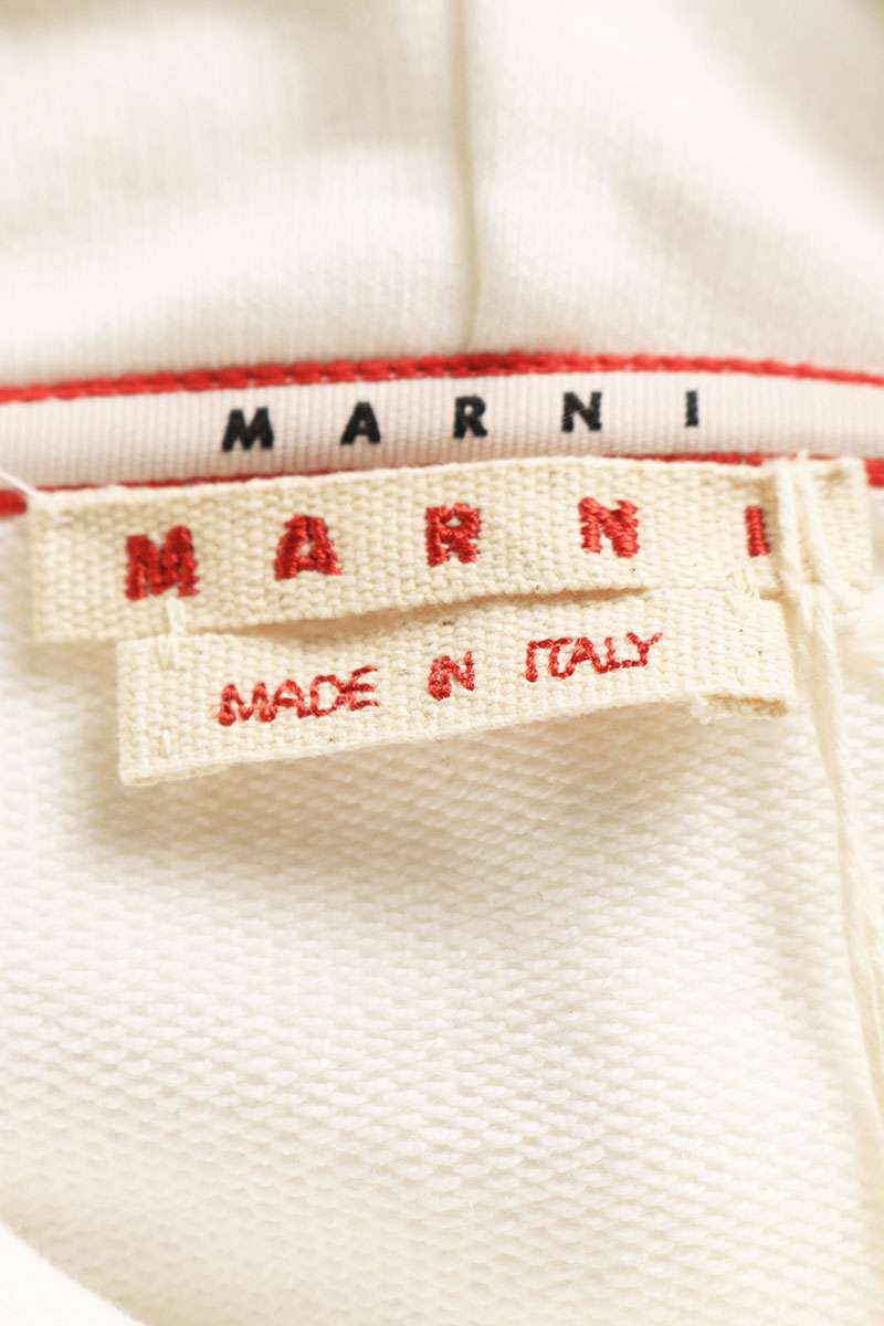 Marni Cotton Logo Print Pullover Hoodie White Size XL