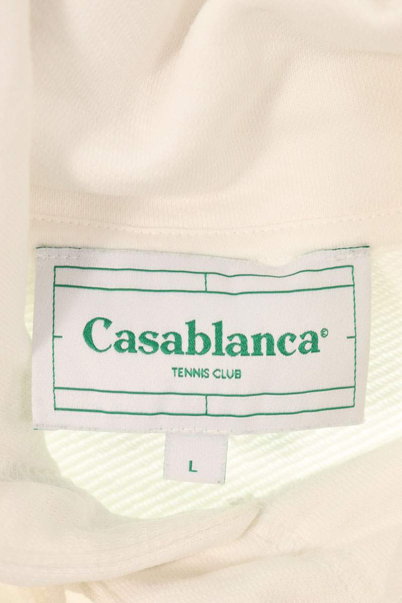 CASABLANCA Patch Pullover Hoodie White Size L