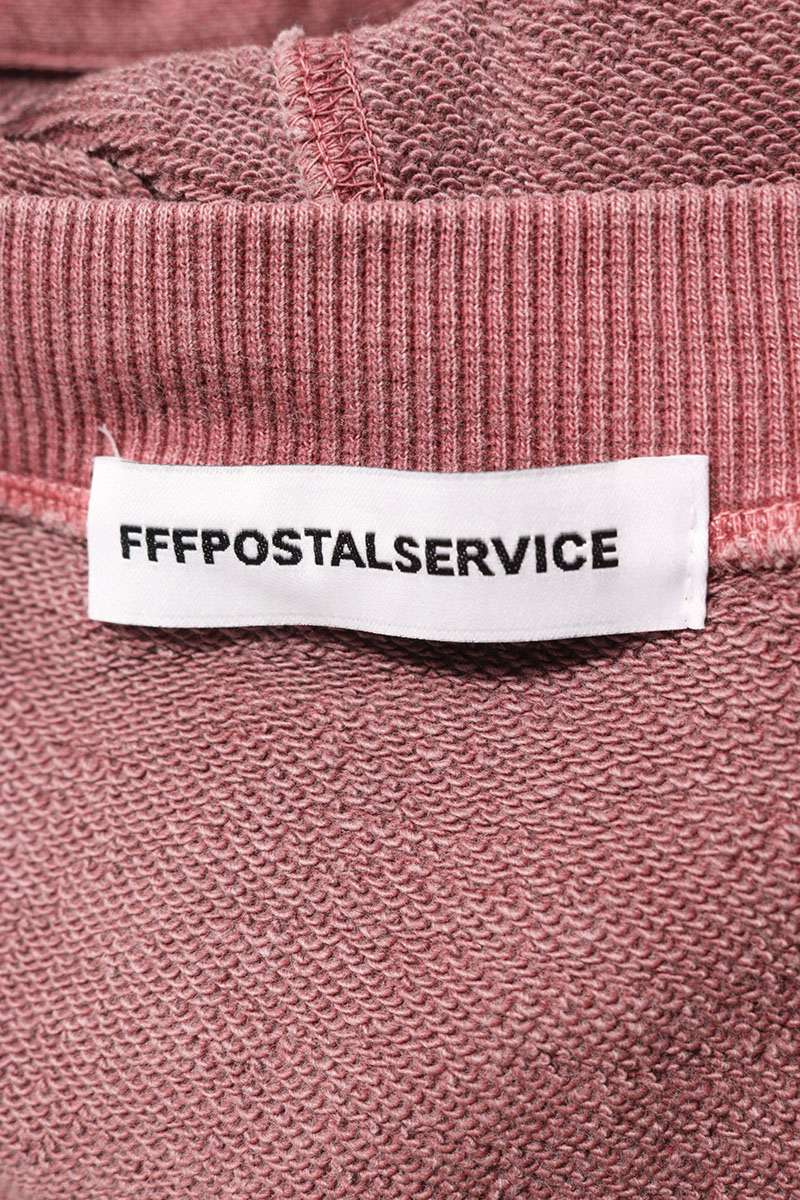 FFF POSTAL SERVICE RH Curved Zip-Up Hoodie Red Cotton Size L