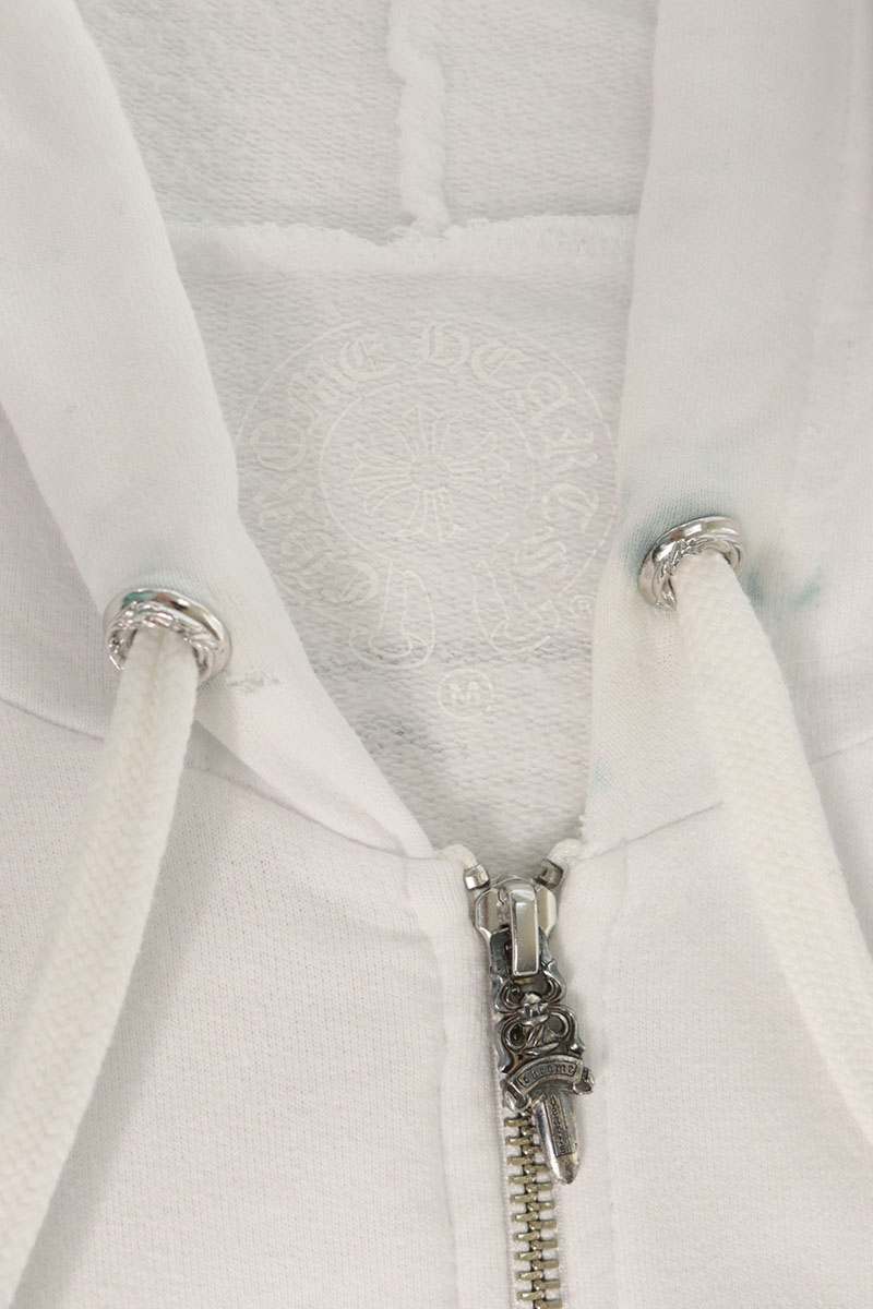 Chrome Hearts BELLA HD ZIP LNG BELLA Embroidered Up Hoodie White x Black Size M