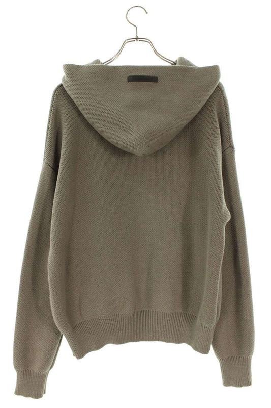 FOG ESSENTIALS Logo Knit Hoodie Gray Size XS