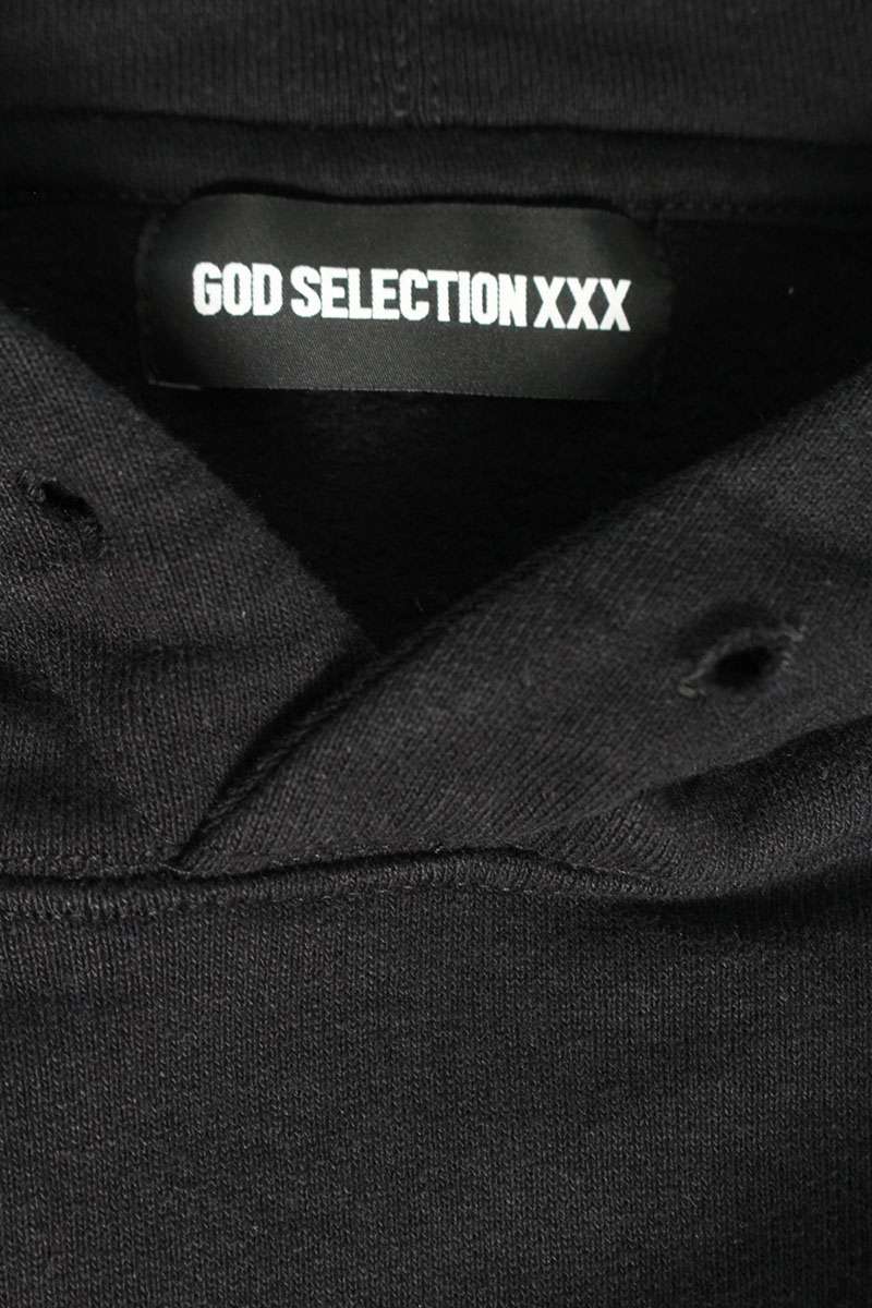 GOD SELECTION XXX Logo Embroidered Hoodie Black Size XL