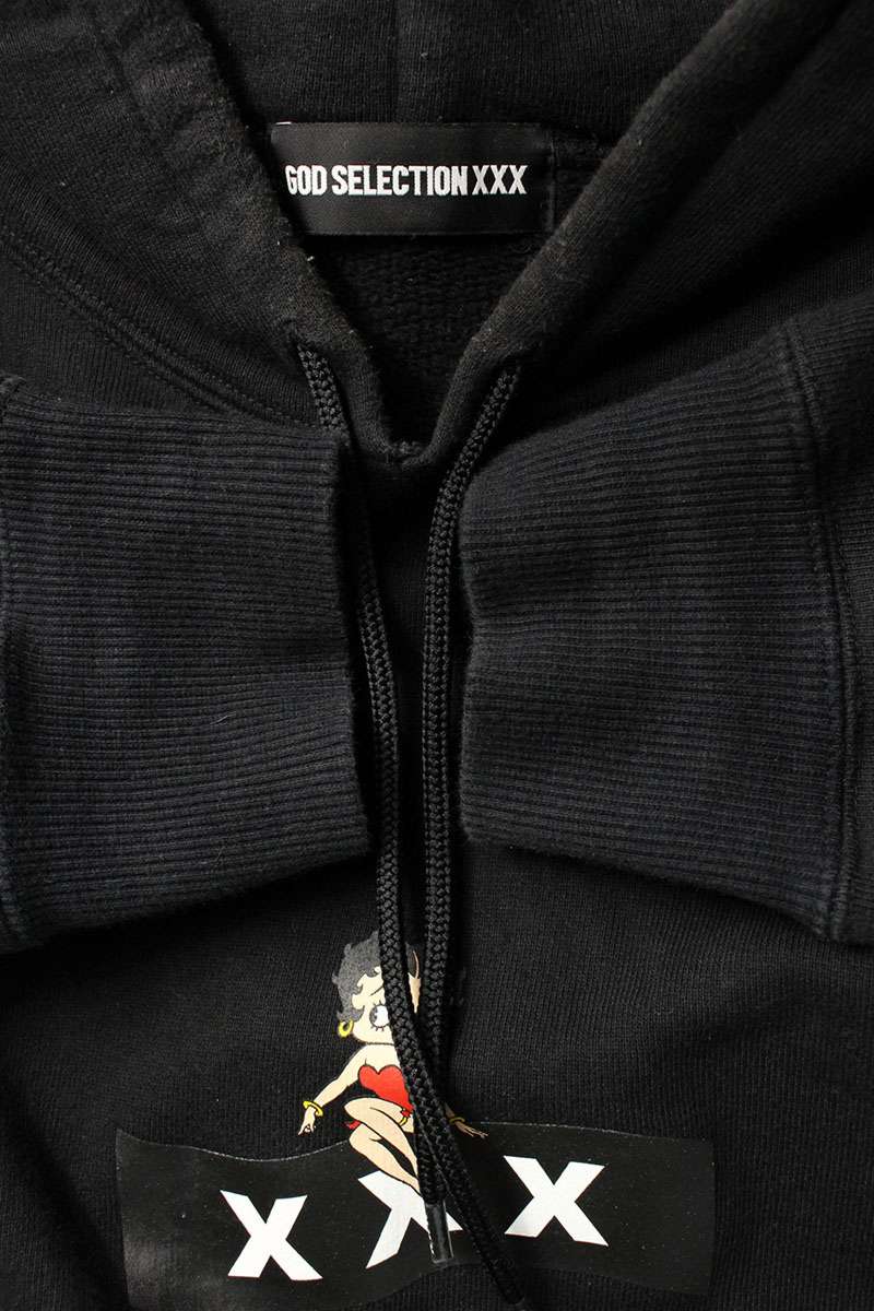 GOD SELECTION XXX Print Hoodie Black Size XL