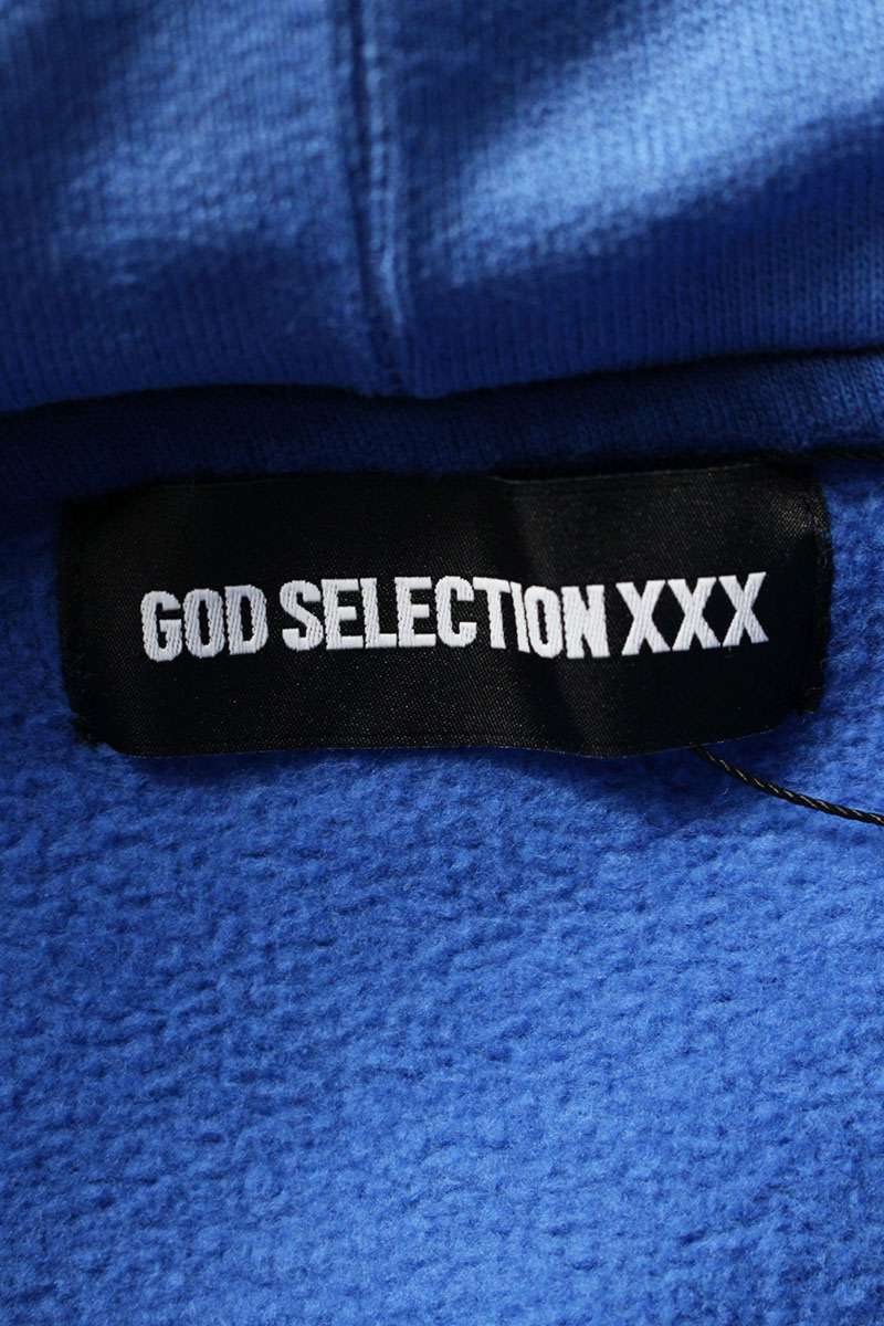 GOD SELECTION XXX Logo Embroidered Hoodie Blue Size M