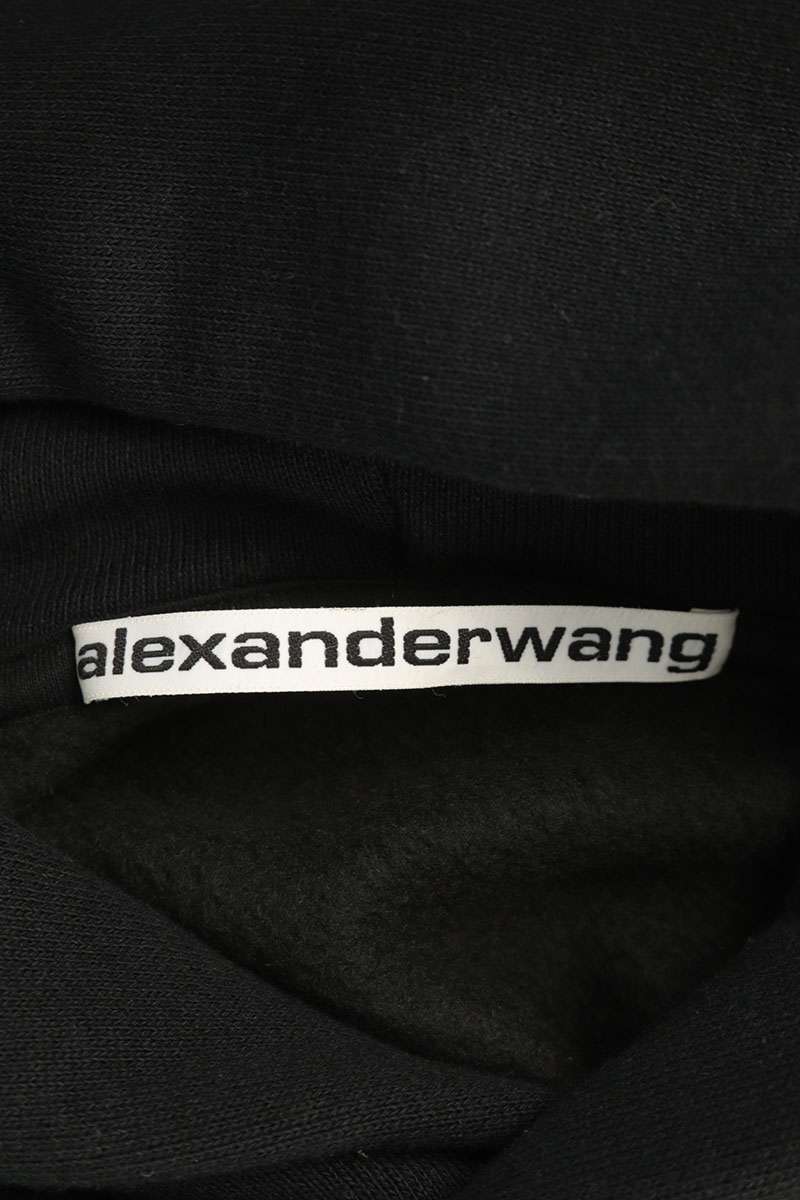 ALEXANDER WANG Heavyweight Cropped Hoodie Black Size M