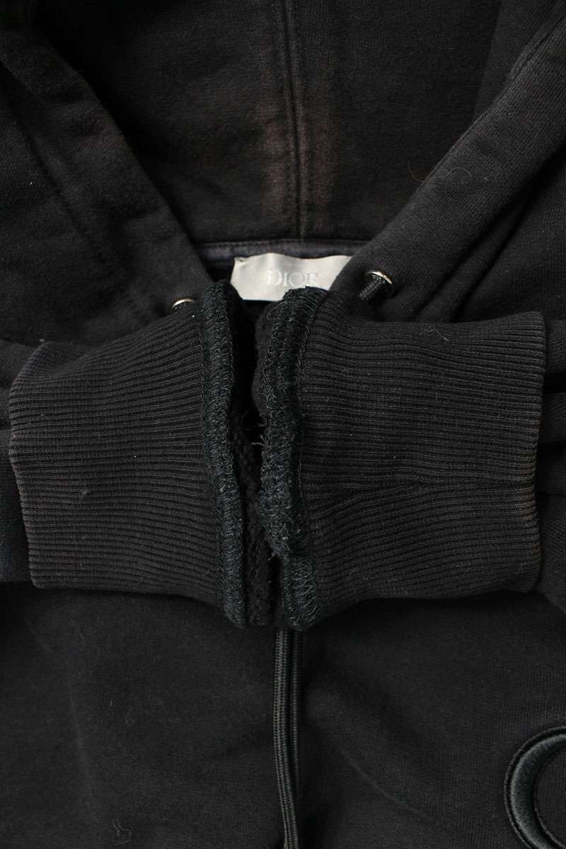 DIOR CD Logo Embroidered Pullover Hoodie Black Size XS