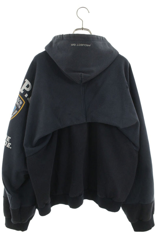 PROJECT G/R RECONSTRUCTED FOLDED ZIP HOODIE Blue Size 3