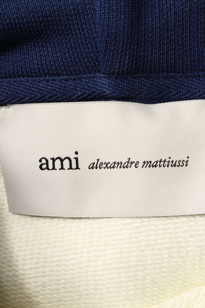 AMI 26SS Embroidered Pullover Hoodie Blue x White Size M