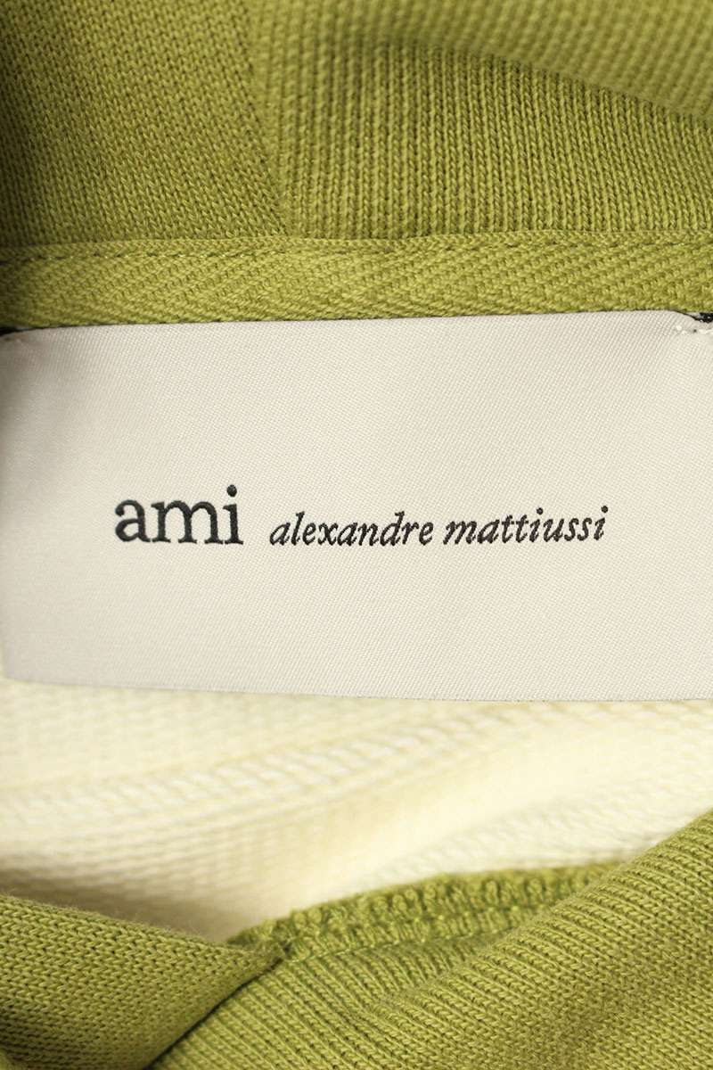 AMI 26SS Embroidered Pullover Hoodie White x Green Size M